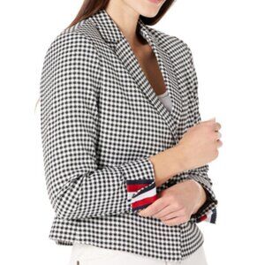 Three-Button Cropped Checkered Blazer - image 1